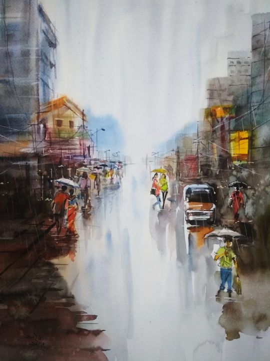 Happy monsoon  Drawing  painting  Krishna Creation  Facebook