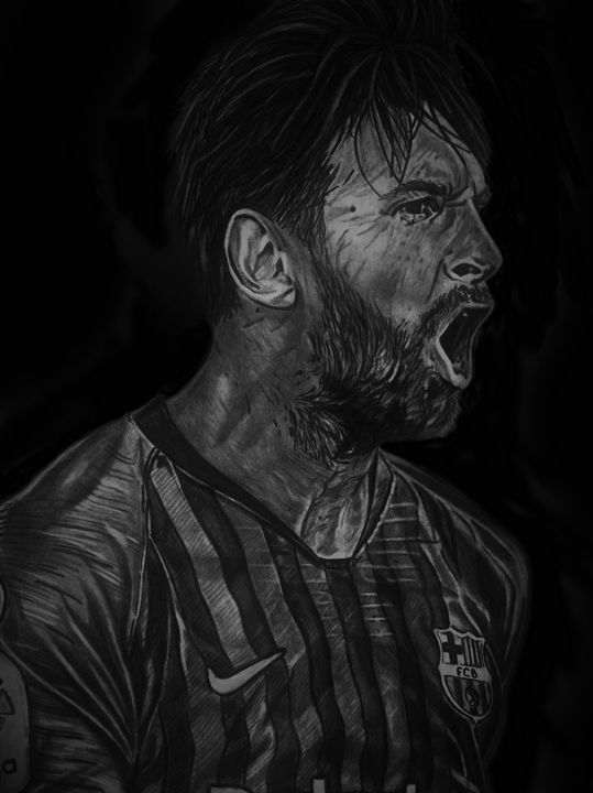 Lionel Messi Graphite Drawing - Lyan Wilton Aguilar