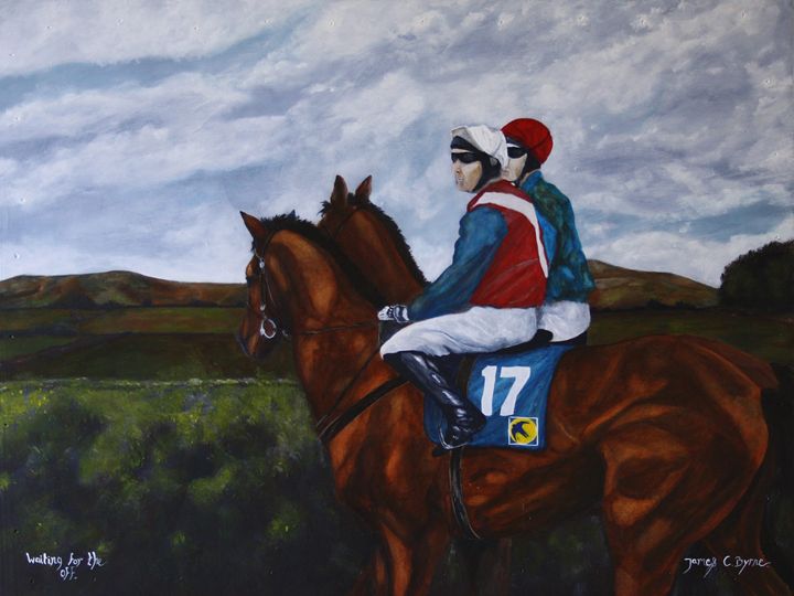 Waiting for the off - James C Byrne Equine Art