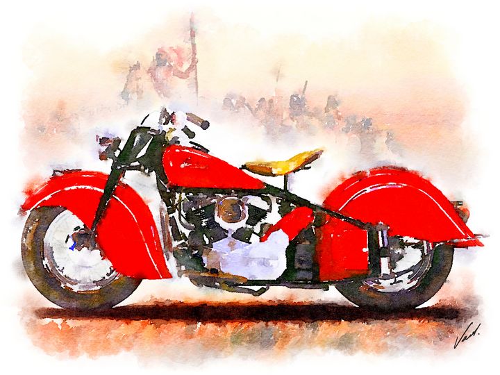 Watercolor Classic Indian motorcycle - vart
