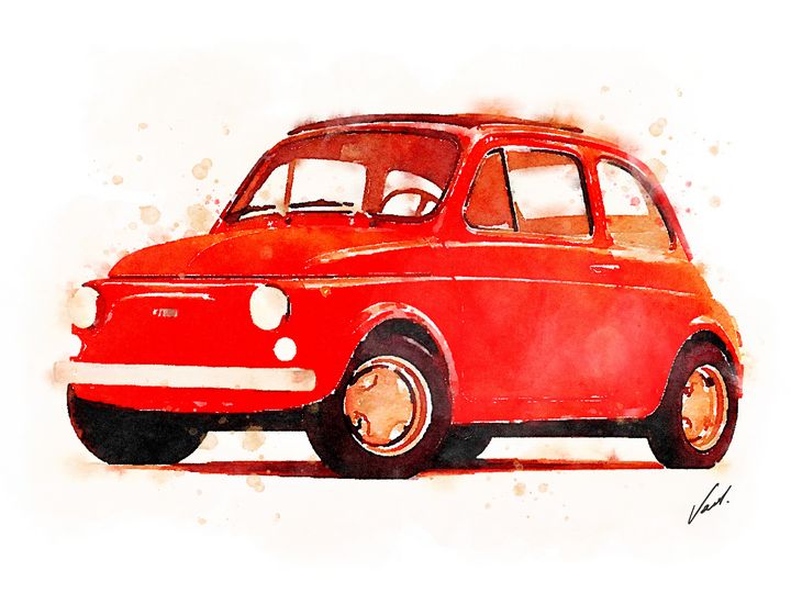 Watercolor classic Fiat by Vart - vart