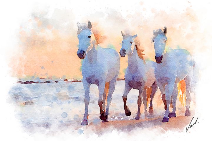 Watercolor Horses by Vart - vart