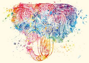 Watercolor Lucky Elephant by Vart