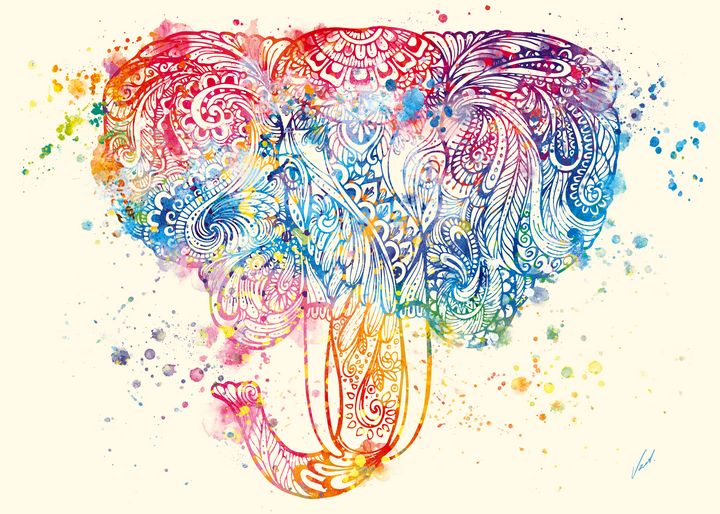 Watercolor Lucky Elephant by Vart - vart