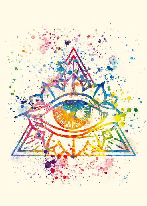 Watercolor Eye of consciousness - vart