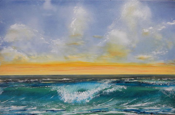 The Sunset and Wave - joripoutanenart - Paintings & Prints