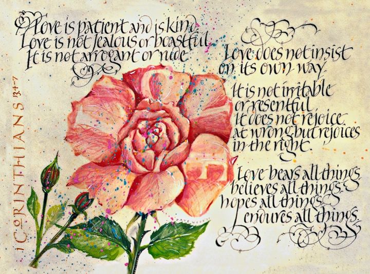 1 Corinthians Calligraphy Art Print Dave Wood Calligraphy Paintings Prints Religion Philosophy Astrology Prayers Blessings Artpal