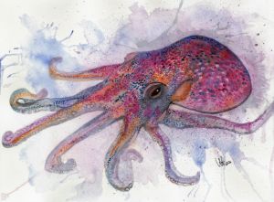 Octopus in a cloud of ink - Ulrike Hord Art