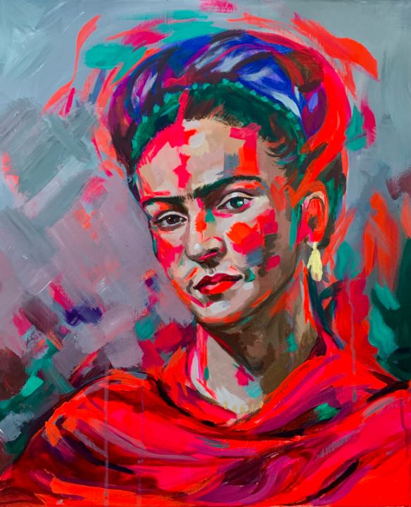 Frida in Red - Mery McNett - Paintings & Prints, People & Figures ...