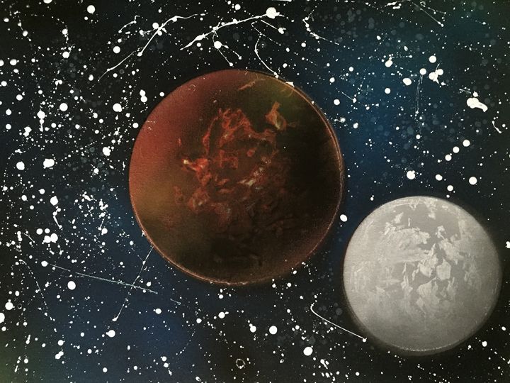 Red Planet and Moon - Fetters Art