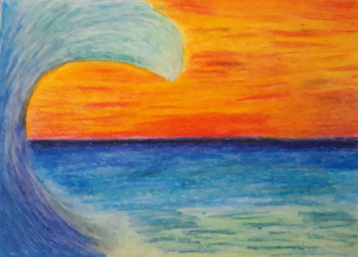 Chalk Pastel, 'Serenity', 11x 14 - Kari Nance - Drawings & Illustration,  Landscapes & Nature, Beach & Ocean, Waves - ArtPal