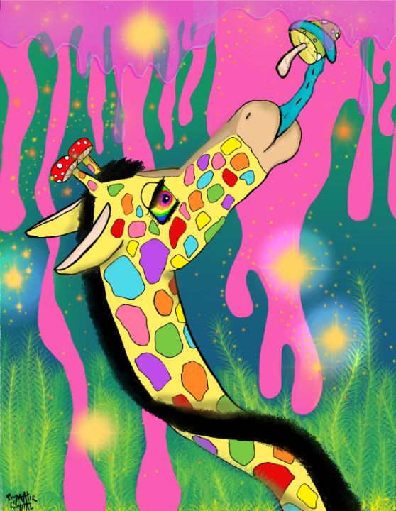 Psychedelic Steve - Prismatic Crystal Creations - Paintings & Prints,  Animals, Birds, & Fish, Giraffes - ArtPal