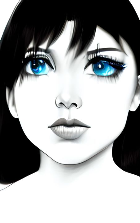 Cute anime girl portrait, digital painting. Close-up illustration