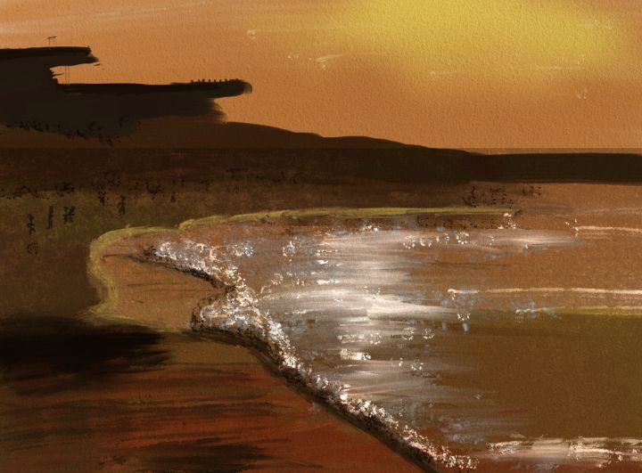 sunset in a beach front - everypinkin.between - Drawings & Illustration ...