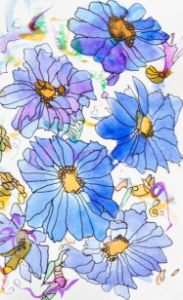 Bursting Blue Flowers -impressionism