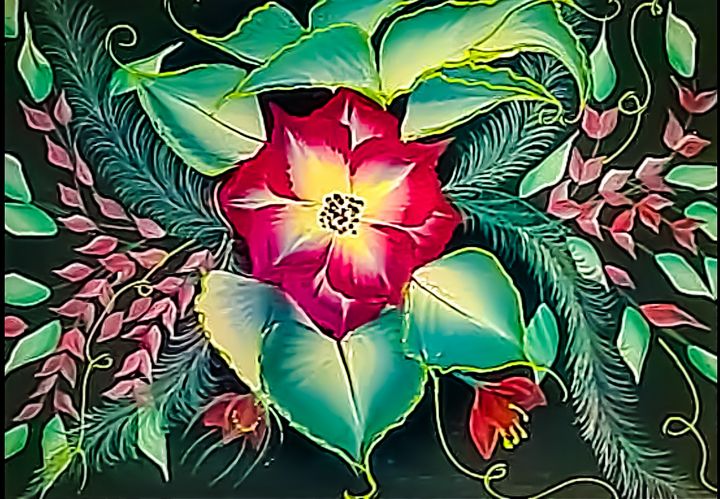 One stroke flower painting - Hajra’s art