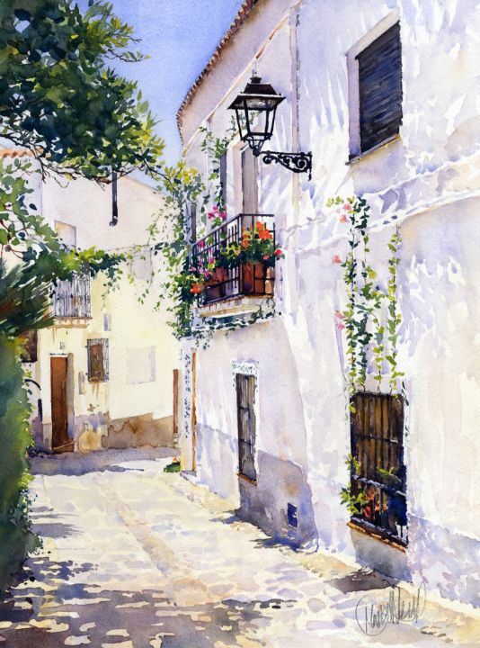 A Street In Almócita - Margaret Merry - Paintings & Prints, Places ...