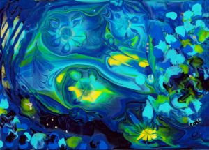 Abstract Blue and Yellow by Cori
