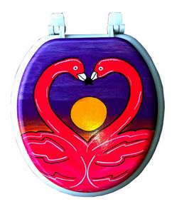 Flamingos In Love Toilet Seat