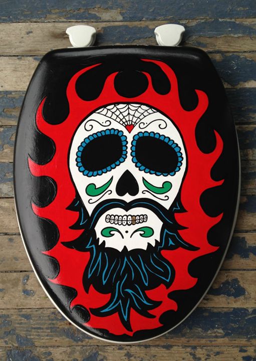 Day of the Dead Toilet Seat - Debbie Is Adopted