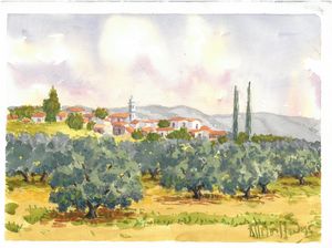 W1026 - Village next to olive field