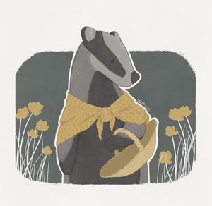 Badger in the Daffodils