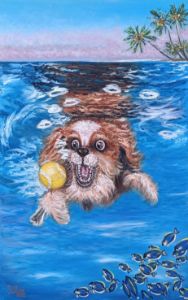 Cheerful dog dives for a ball in the - IrinaMinevich
