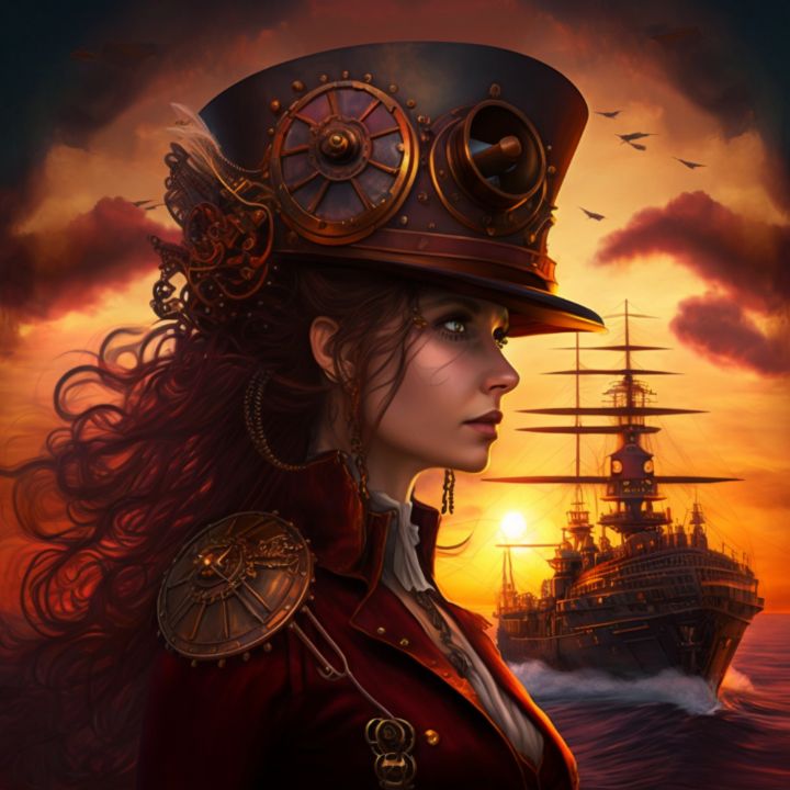 Girl- Pilot , steampunk style. - IrinaMinevich - Digital Art & AI ...