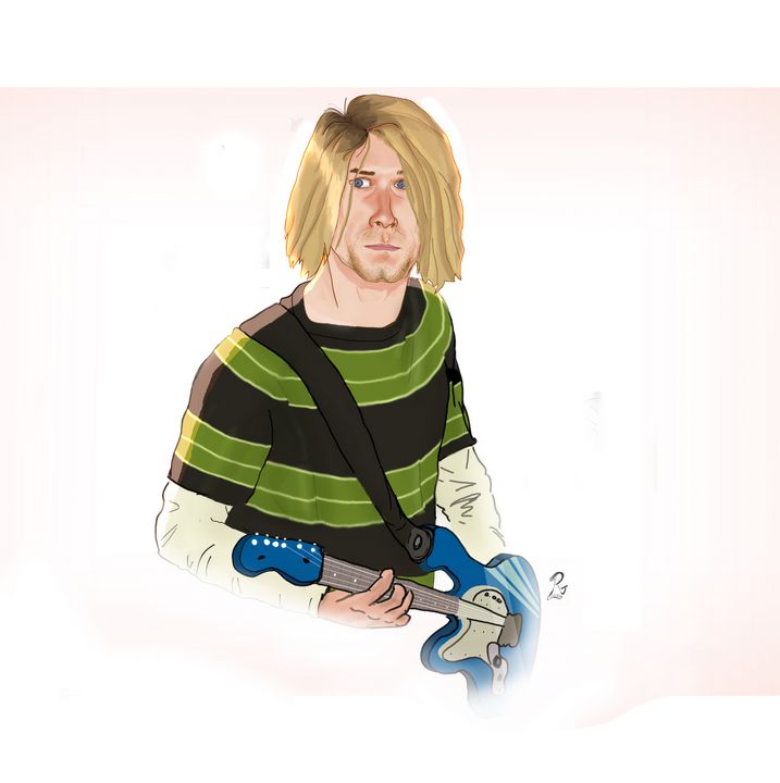 油絵原画　Kurt Cobain Kurt Cobain - oil on canvas 6x8” This painting is sold