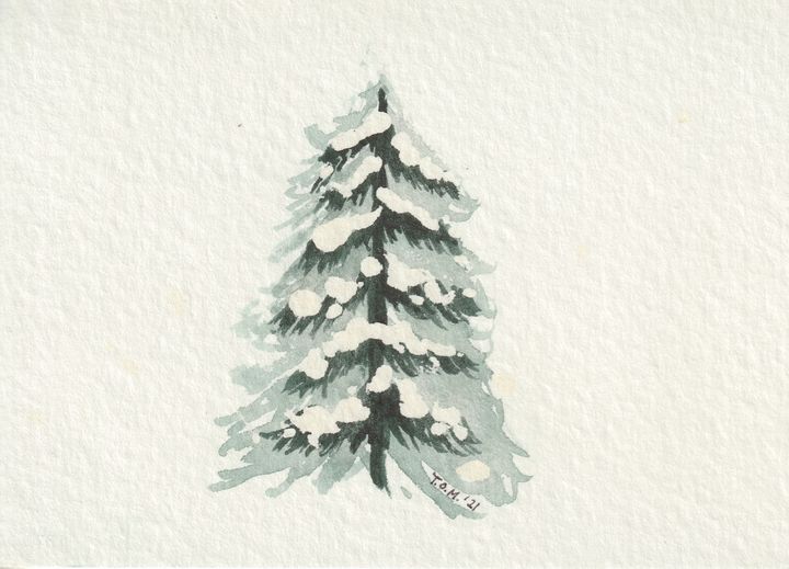 Snowy Tree III - Watercolours by Tom