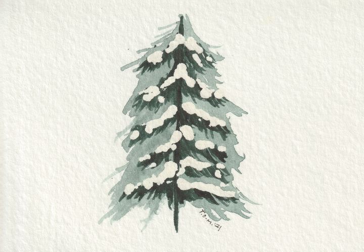 Snowy Tree I - Watercolours by Tom