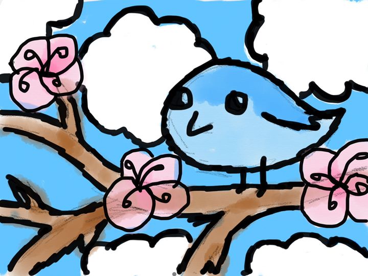 Bluebird on a Branch - Ping's Art