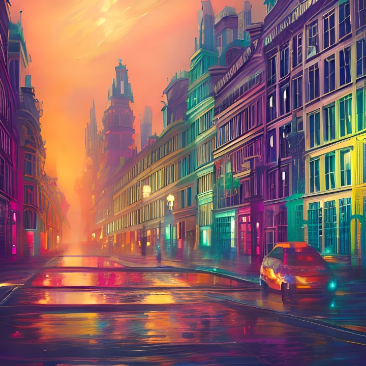 Beautiful city street - LAS - Digital Art & AI, Buildings ...