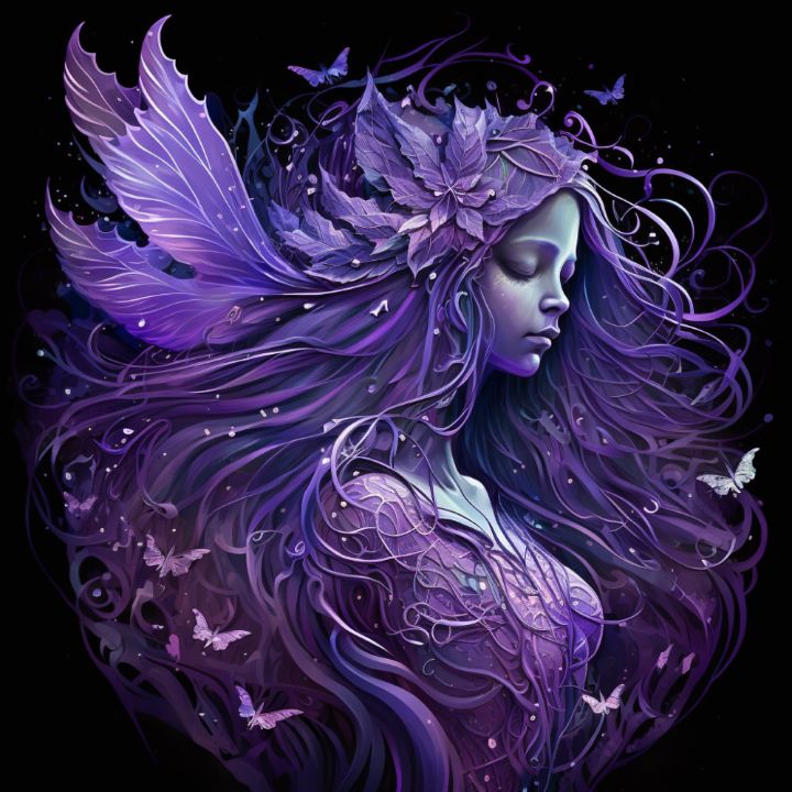 Purple Fairy - Las - Digital Art & Ai, Fantasy & Mythology, Magical 