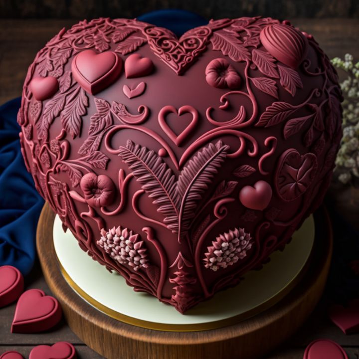 Intricate heart cake - LAS - Digital Art & AI, Food & Beverage, Dessert ...