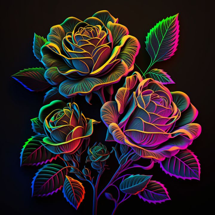 Neon flowers - LAS - Digital Art, Flowers, Plants, & Trees