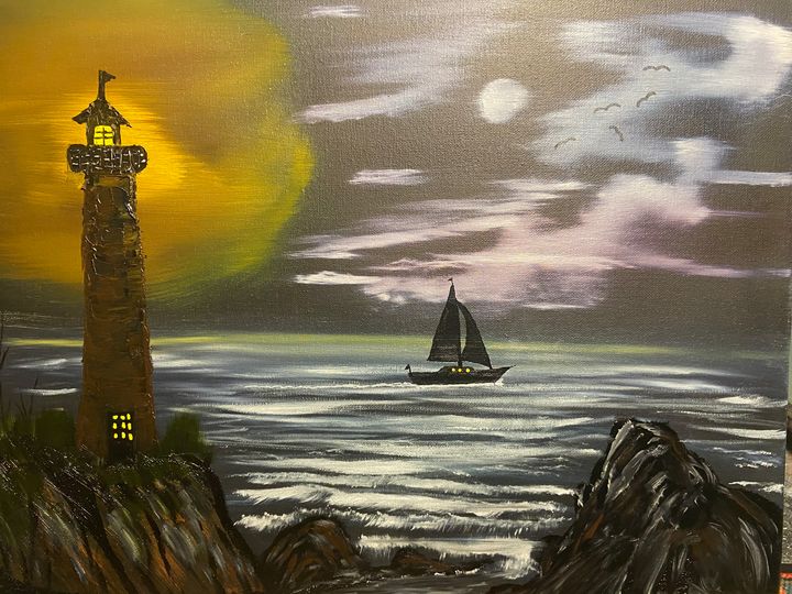 Lighthouse at Night - Art By Charlie