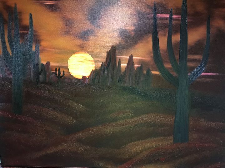 Sunset Over the Desert - Art By Charlie