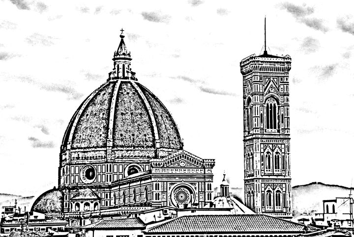 Hand drawn pen & ink minimal line drawing sketch city-scape of Florence  Italy | eBay