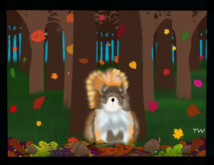 Fall fun Squirrel - Art by Theresa