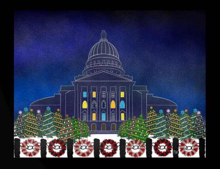 Happy Holidays at the Capital - Art by Theresa