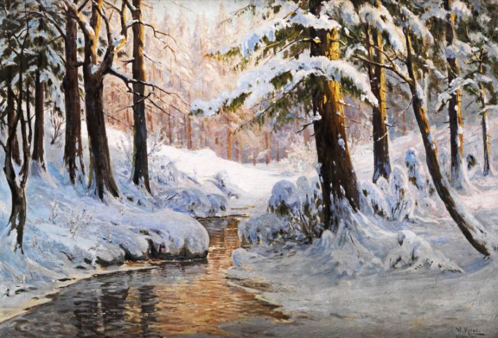 Snowy Forest Landscape, Walter Moras - Art_Collection_LP - Paintings ...