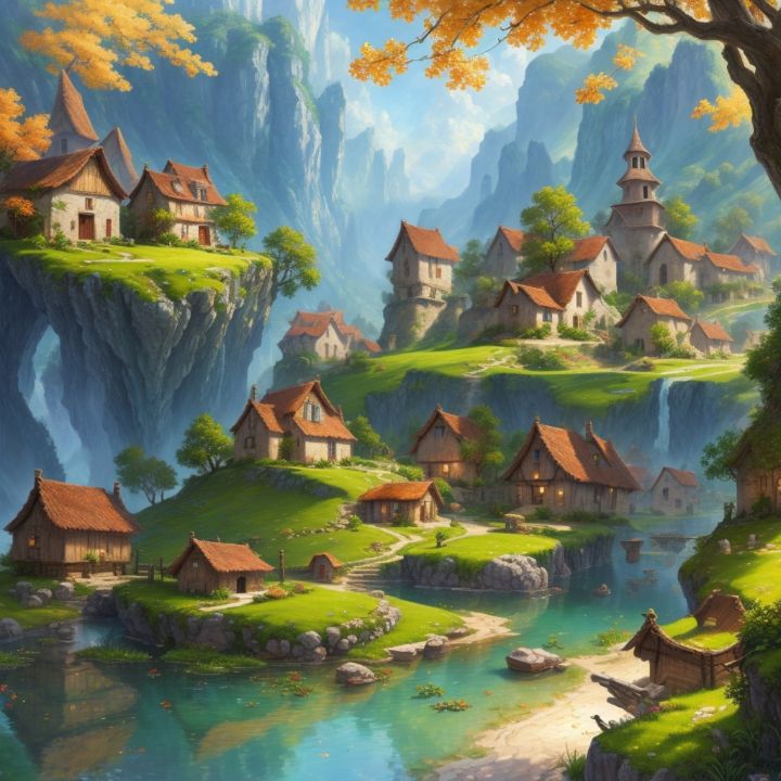 fairy village painting