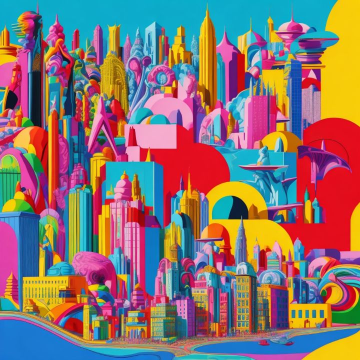 Cityscape In A Pop Art Style Monad Nomad Digital Art AI 