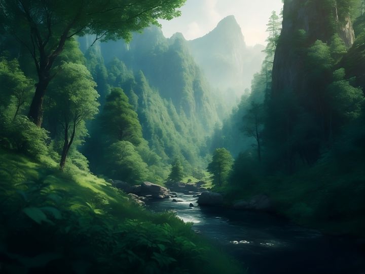 Valley Abound with Lush Green Forest - Monad Nomad - Digital Art & AI ...