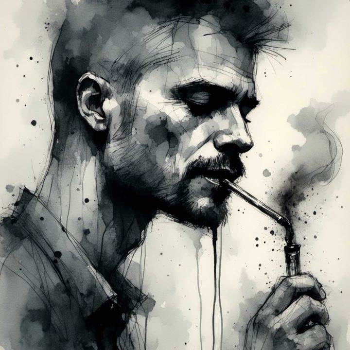 Man Enjoying a Cigarette - Monad Nomad - Digital Art & AI, Still Life,  Cigars & Pipes