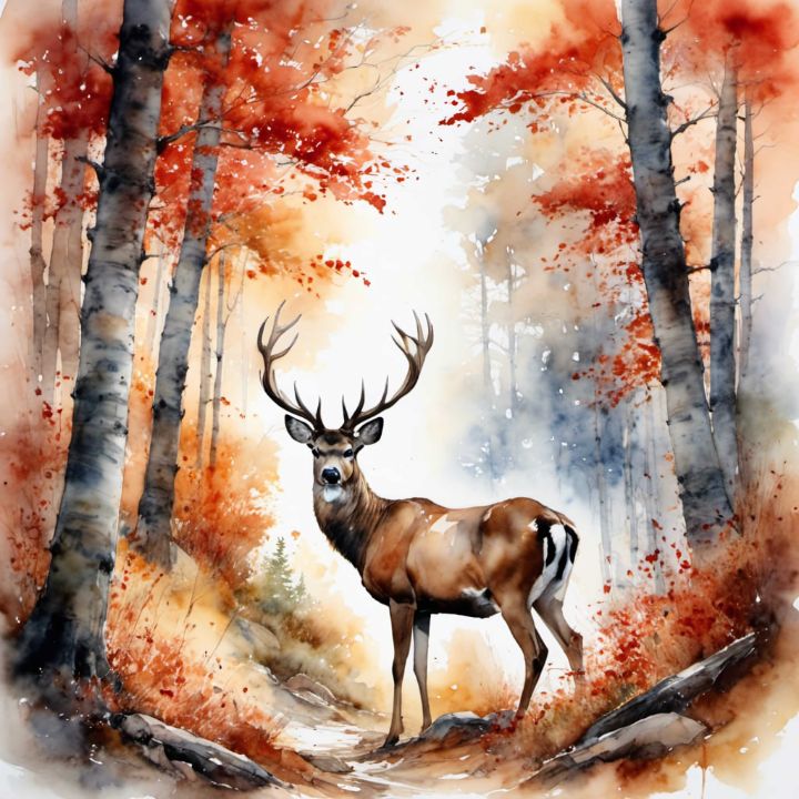 Large Original Oil high quality Painting Deer Painting Animal Painting Winter Landscape Painting Emotional Art Love Painting Deer Art Mountain Painting