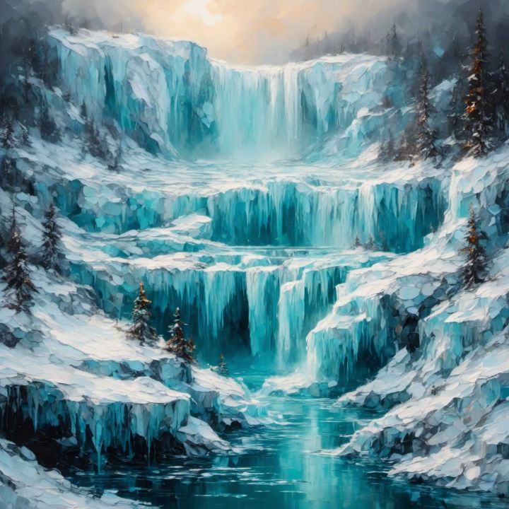 Iceberg and Frozen Waterfall - Monad Nomad - Digital Art & AI