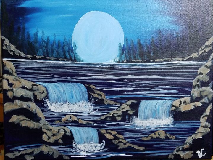 Moonlit Waterfalls - Kenpomom Studio