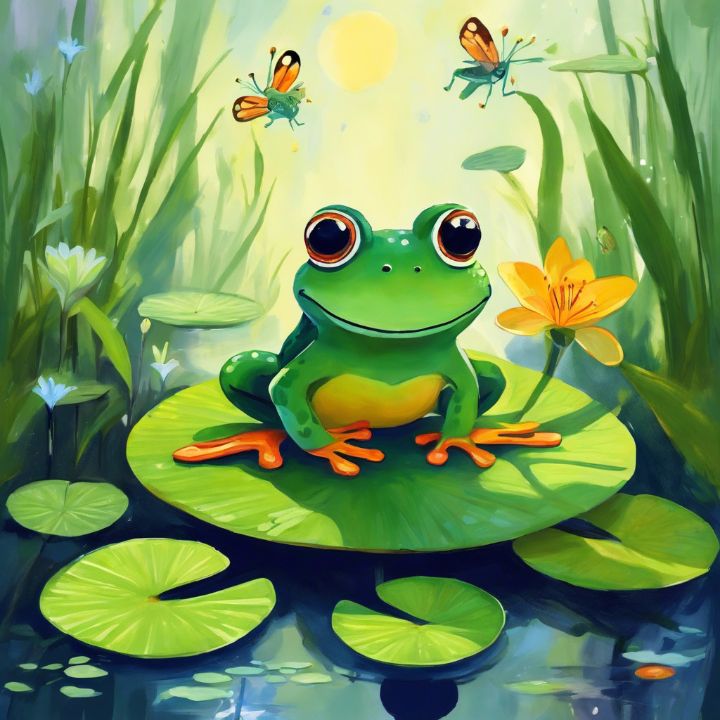 Kawaii Frog Lily Pad | Art Print